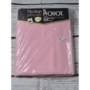 Vintage Pequot Double Flat Sheet 81 x 104 No Iron Percale Solid Pink Sheet